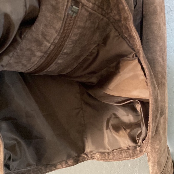 Coldwater Creek Brown Leather Zip Front Jacket Faux Fur Collar and Cuffs - Picture 5 of 12